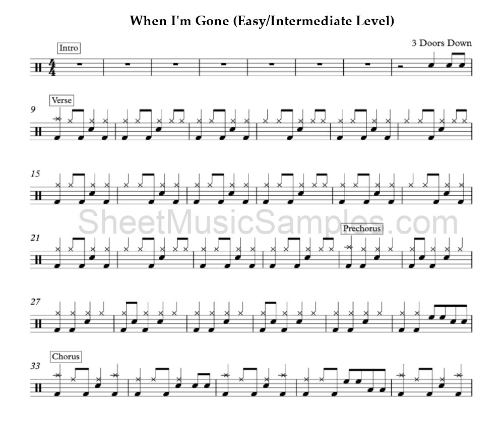 When I'm Gone (Easy/Intermediate Level)