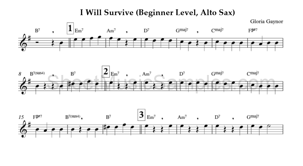 I Will Survive (Beginner Level, Alto Sax)