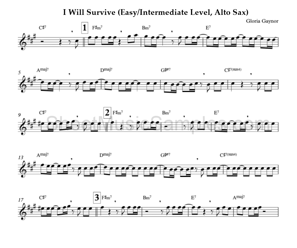 I Will Survive (Easy/Intermediate Level, Alto Sax)