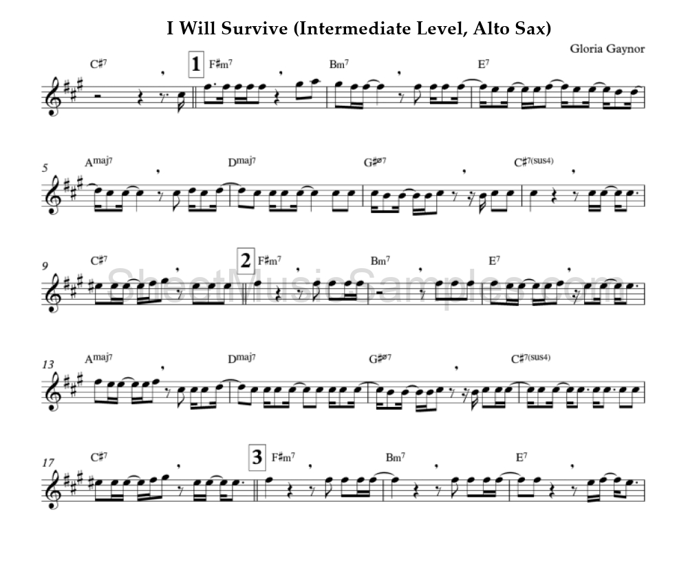 I Will Survive (Intermediate Level, Alto Sax)