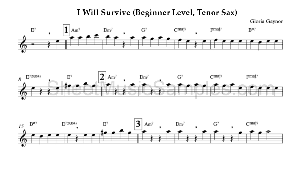 I Will Survive (Beginner Level, Tenor Sax)