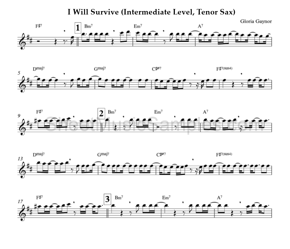 I Will Survive (Intermediate Level, Tenor Sax)