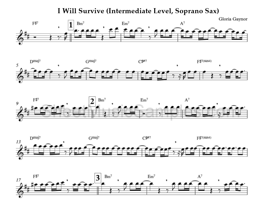 I Will Survive (Intermediate Level, Soprano Sax)