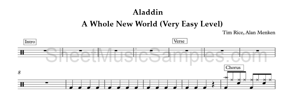 Aladdin - A Whole New World (Very Easy Level)