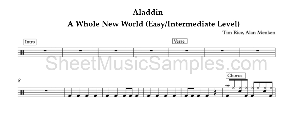 Aladdin - A Whole New World (Easy/Intermediate Level)