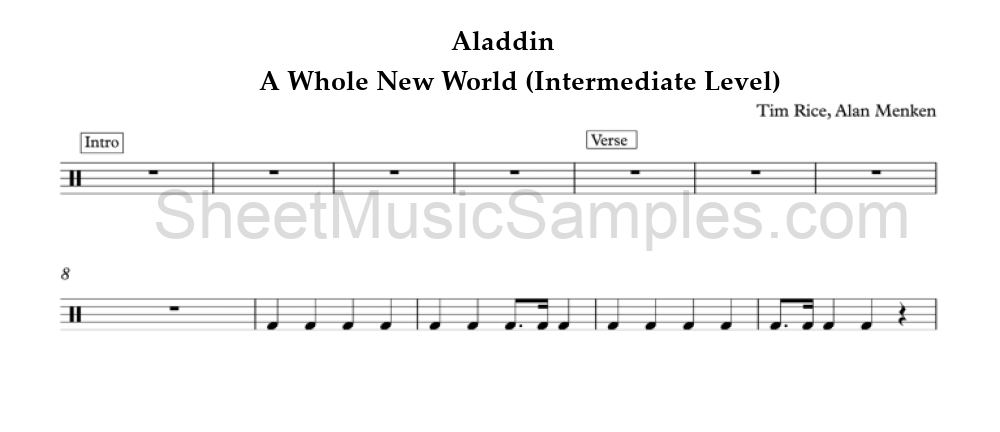 Aladdin - A Whole New World (Intermediate Level)