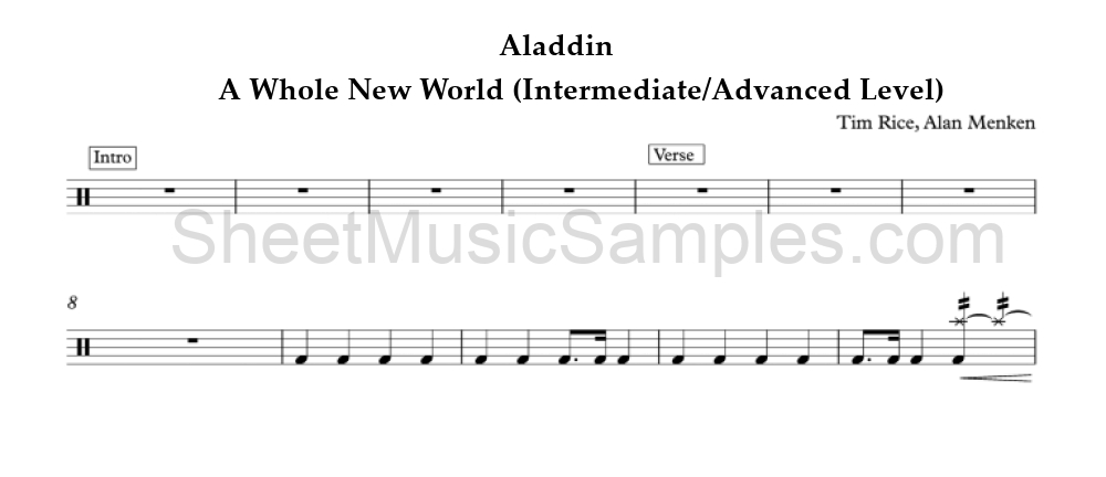 Aladdin - A Whole New World (Intermediate/Advanced Level)