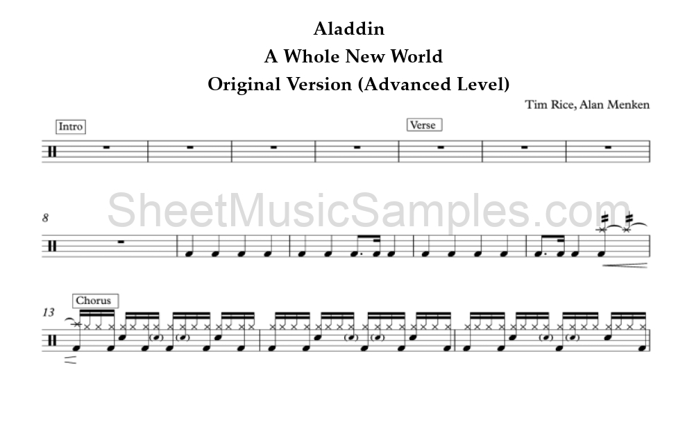 Aladdin - A Whole New World - Original Version (Advanced Level)