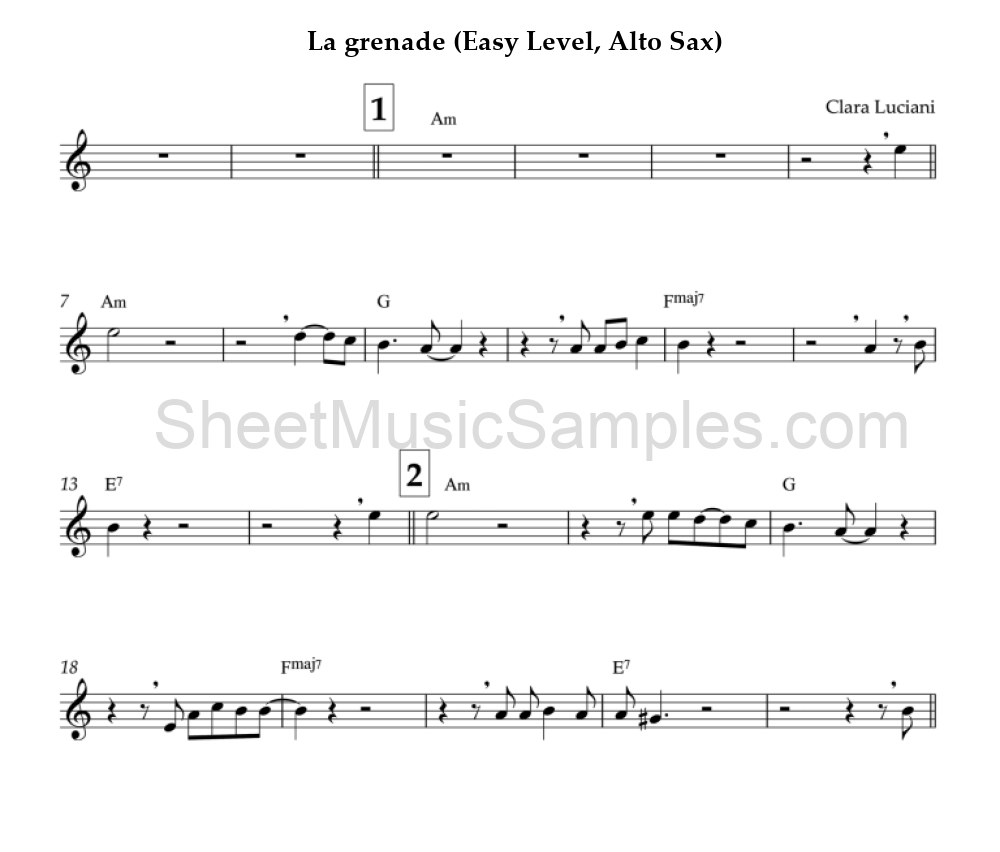 La grenade (Easy Level, Alto Sax)