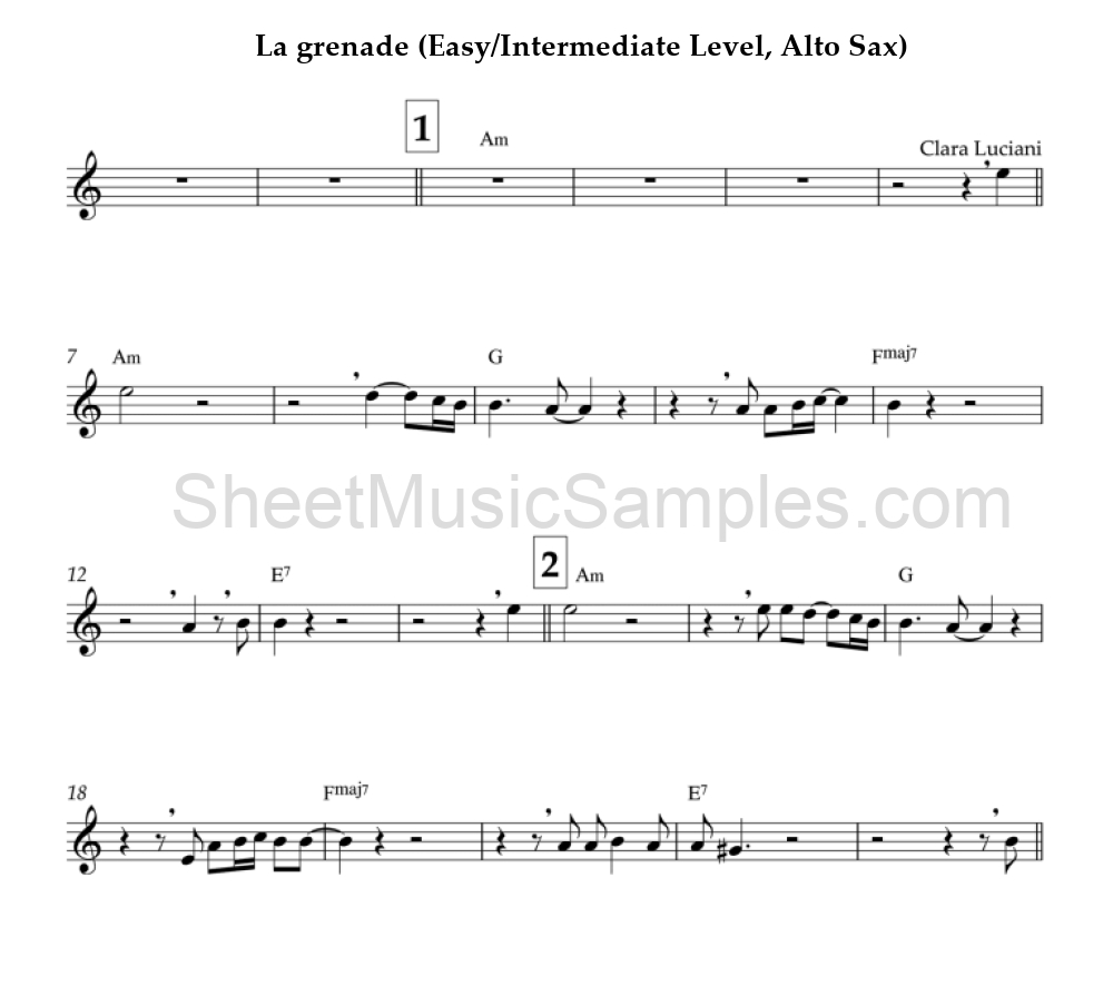 La grenade (Easy/Intermediate Level, Alto Sax)