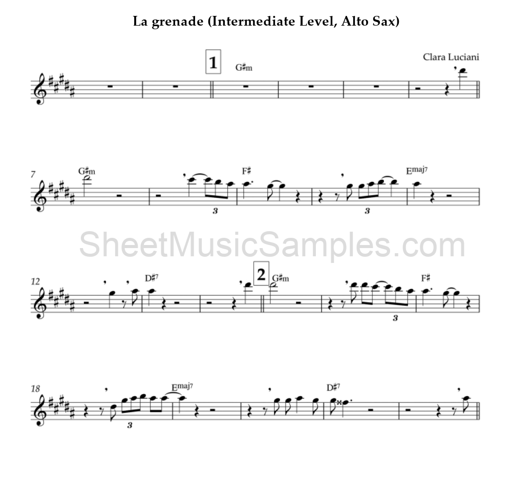 La grenade (Intermediate Level, Alto Sax)