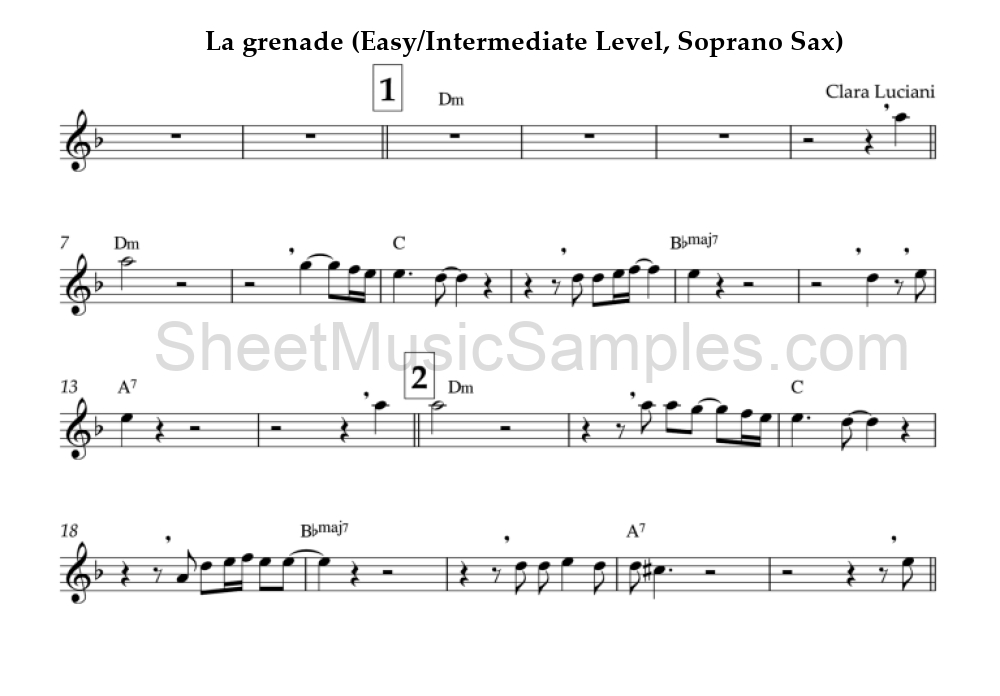 La grenade (Easy/Intermediate Level, Soprano Sax)