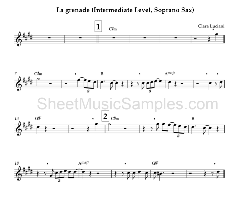 La grenade (Intermediate Level, Soprano Sax)