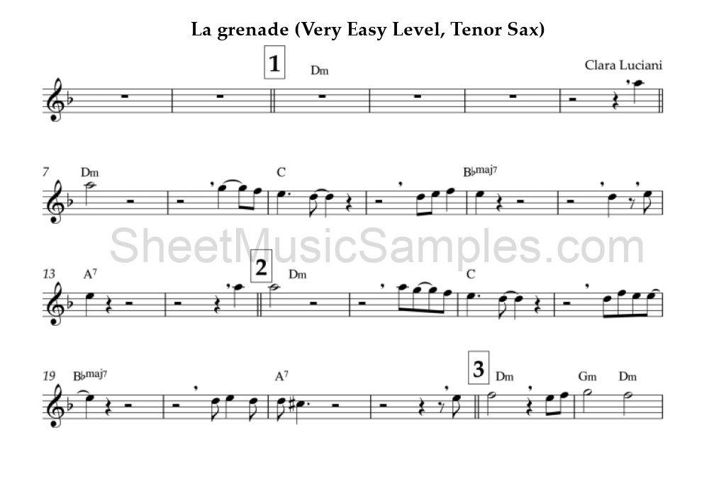 La grenade (Very Easy Level, Tenor Sax)