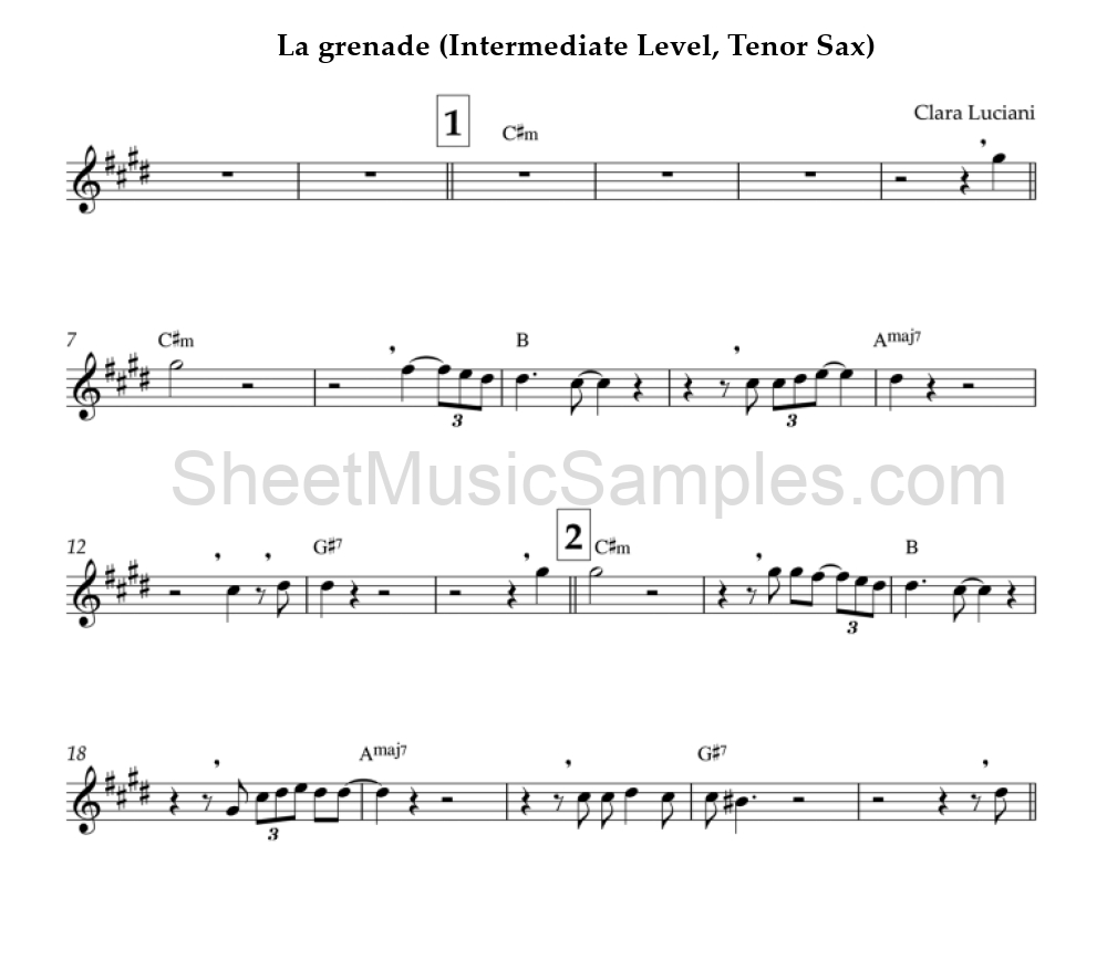 La grenade (Intermediate Level, Tenor Sax)