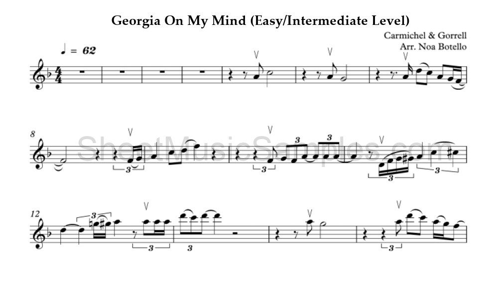 Georgia On My Mind (Easy/Intermediate Level)