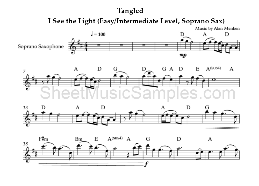 Tangled - I See the Light (Easy/Intermediate Level, Soprano Sax)