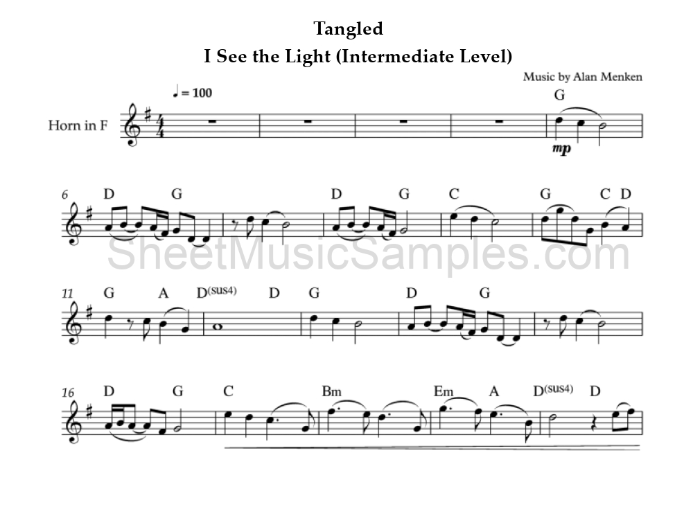 Tangled - I See the Light (Intermediate Level)