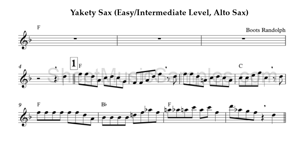 Yakety Sax (Easy/Intermediate Level, Alto Sax)