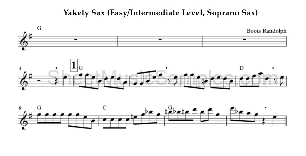 Yakety Sax (Easy/Intermediate Level, Soprano Sax)