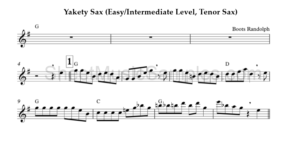 Yakety Sax (Easy/Intermediate Level, Tenor Sax)