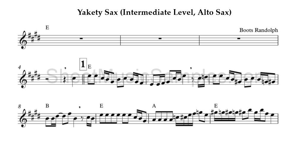 Yakety Sax (Intermediate Level, Alto Sax)