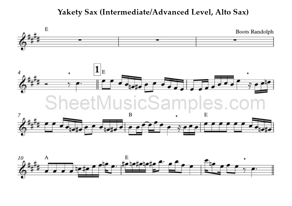 Yakety Sax (Intermediate/Advanced Level, Alto Sax)