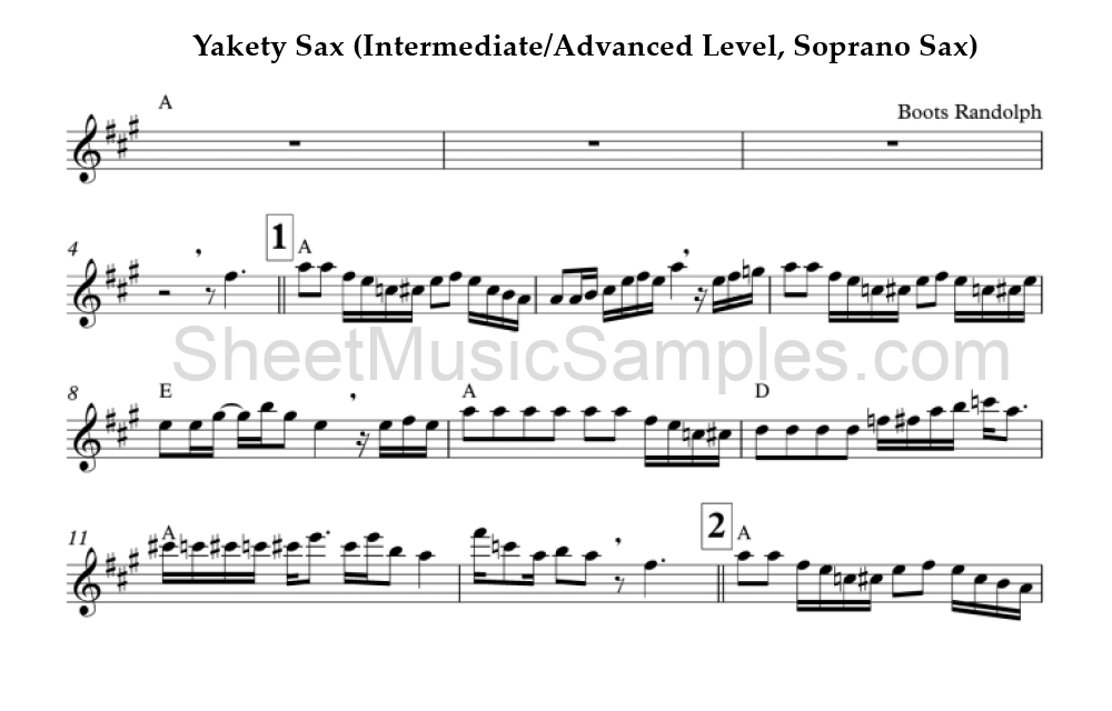 Yakety Sax (Intermediate/Advanced Level, Soprano Sax)