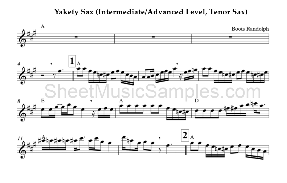 Yakety Sax (Intermediate/Advanced Level, Tenor Sax)