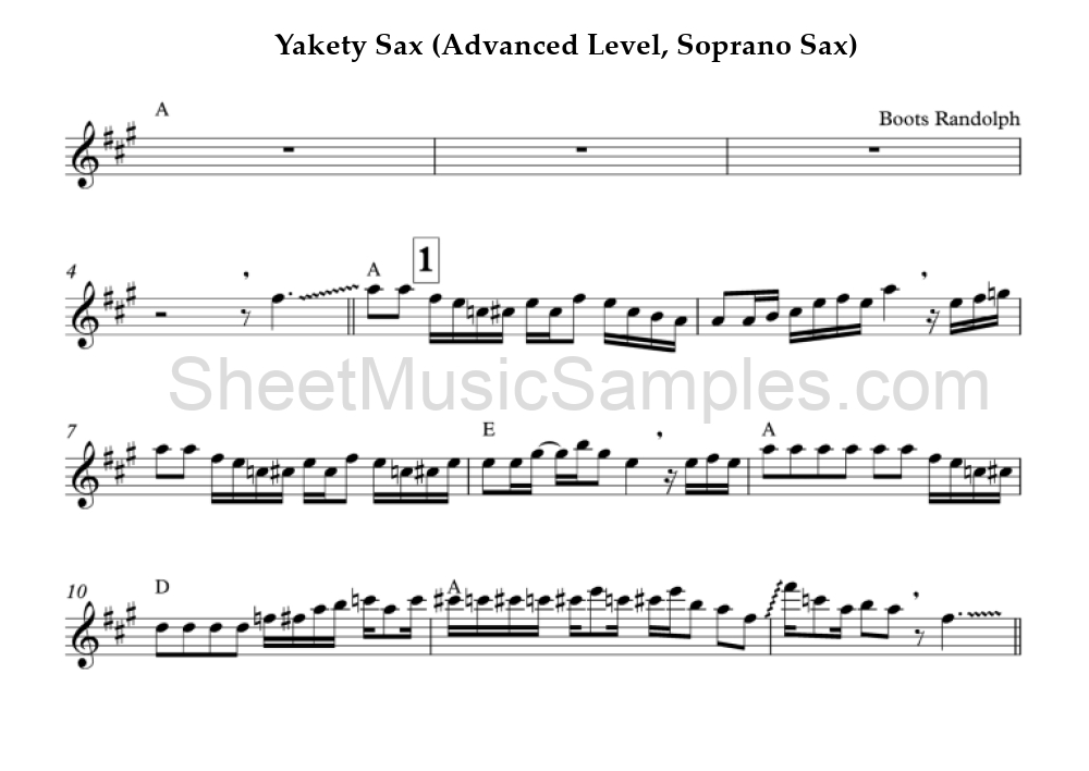 Yakety Sax (Advanced Level, Soprano Sax)