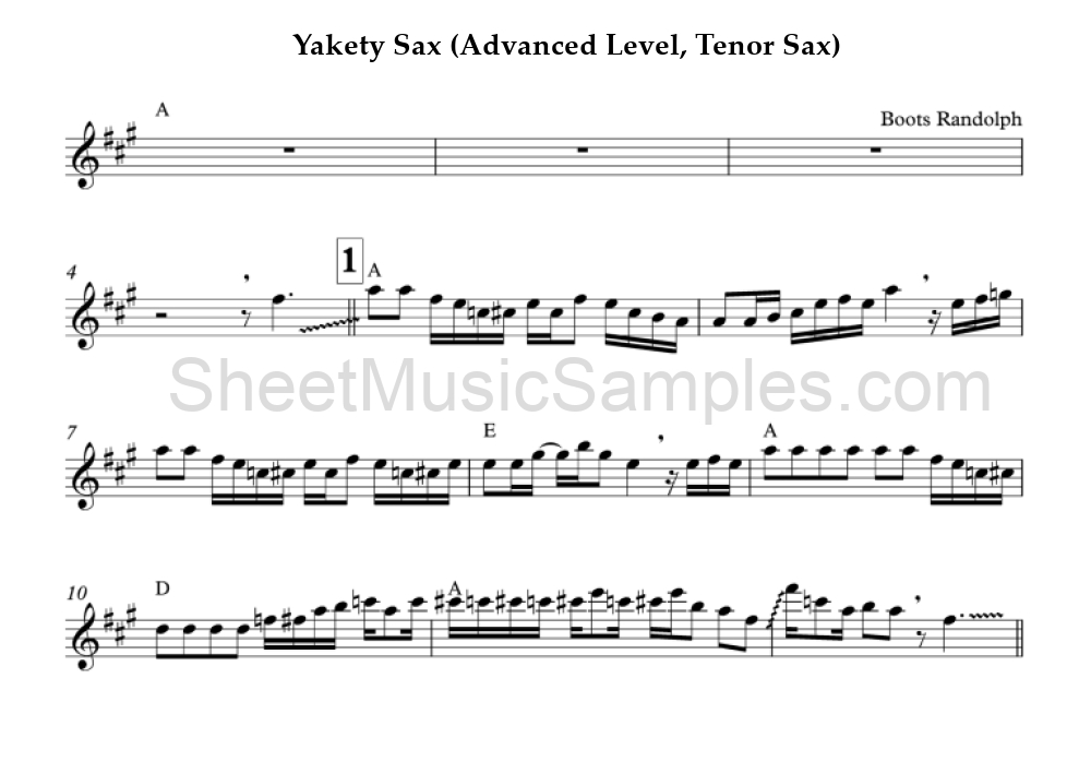 Yakety Sax (Advanced Level, Tenor Sax)