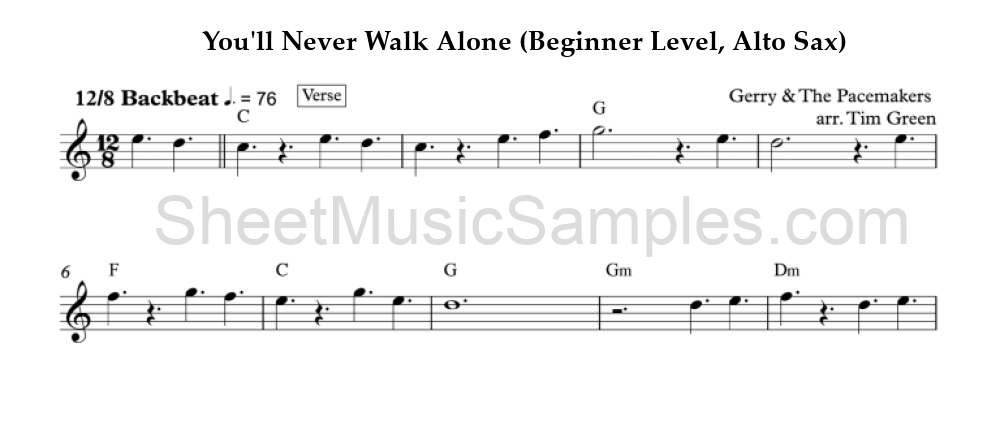 You'll Never Walk Alone (Beginner Level, Alto Sax)