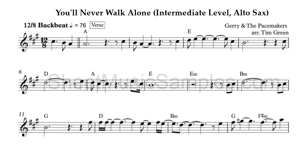 You'll Never Walk Alone (Intermediate Level, Alto Sax)