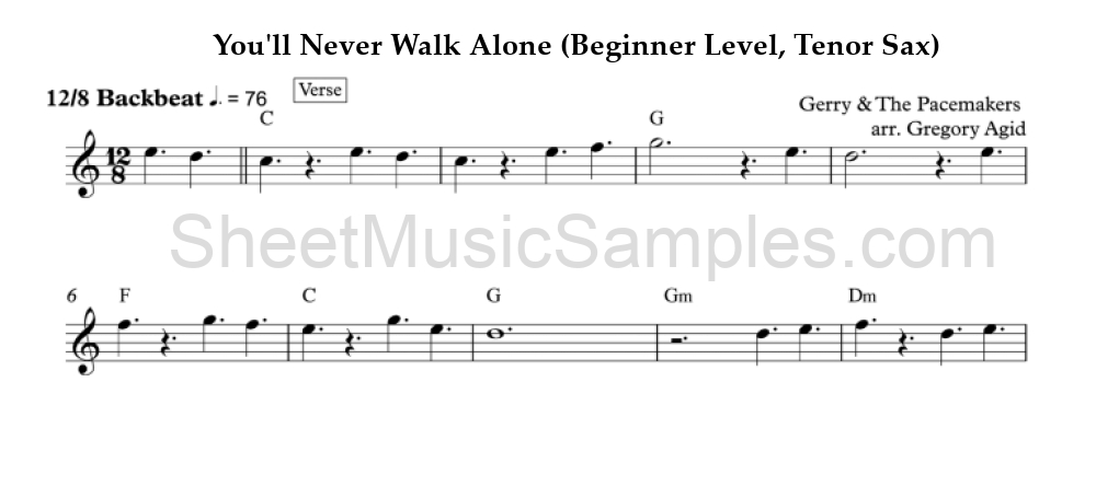 You'll Never Walk Alone (Beginner Level, Tenor Sax)