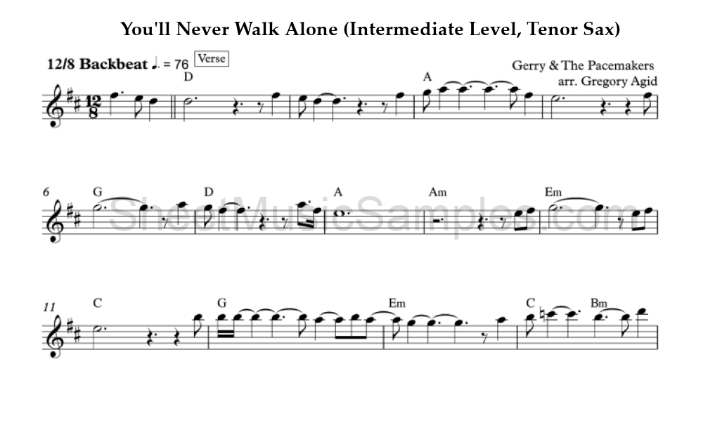 You'll Never Walk Alone (Intermediate Level, Tenor Sax)