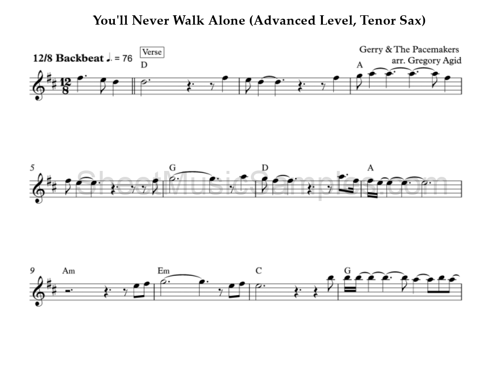 You'll Never Walk Alone (Advanced Level, Tenor Sax)