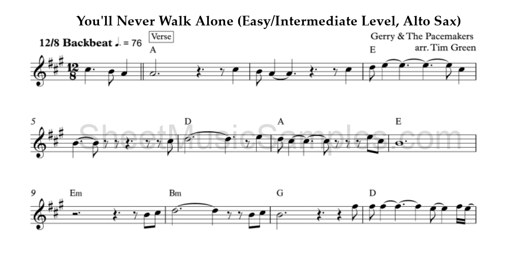 You'll Never Walk Alone (Easy/Intermediate Level, Alto Sax)