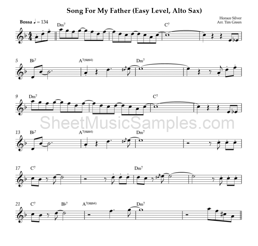 Song For My Father (Easy Level, Alto Sax)