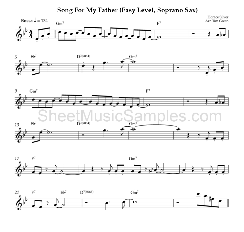 Song For My Father (Easy Level, Soprano Sax)