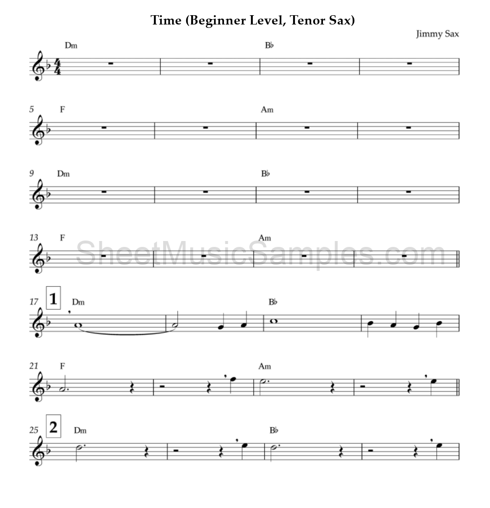 Time (Beginner Level, Tenor Sax)