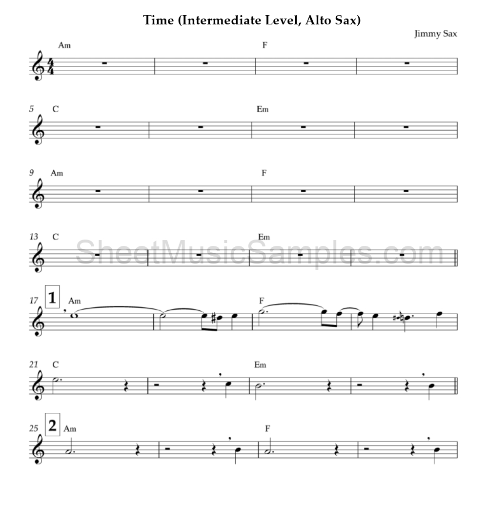 Time (Intermediate Level, Alto Sax)