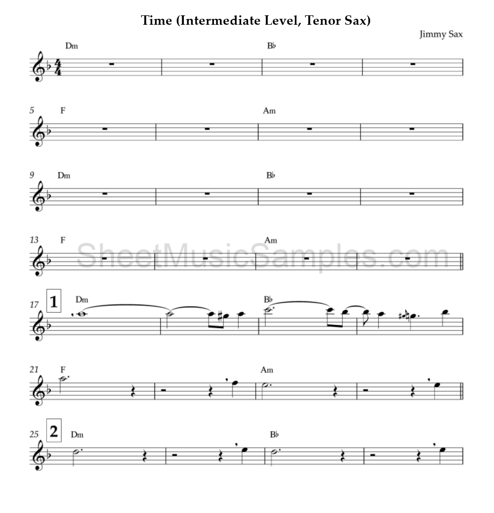 Time (Intermediate Level, Tenor Sax)