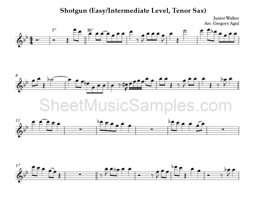 Shotgun (Easy/Intermediate Level, Tenor Sax)