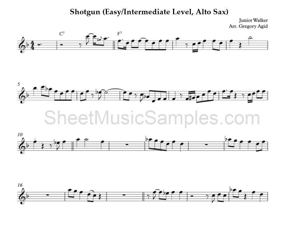 Shotgun (Easy/Intermediate Level, Alto Sax)