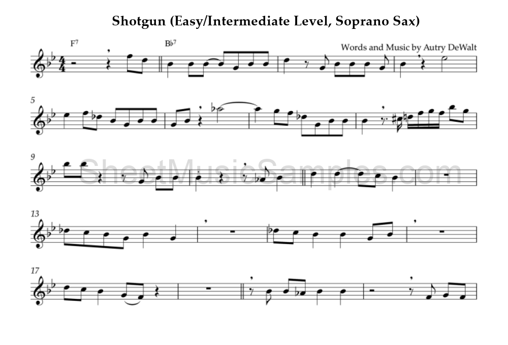 Shotgun (Easy/Intermediate Level, Soprano Sax)