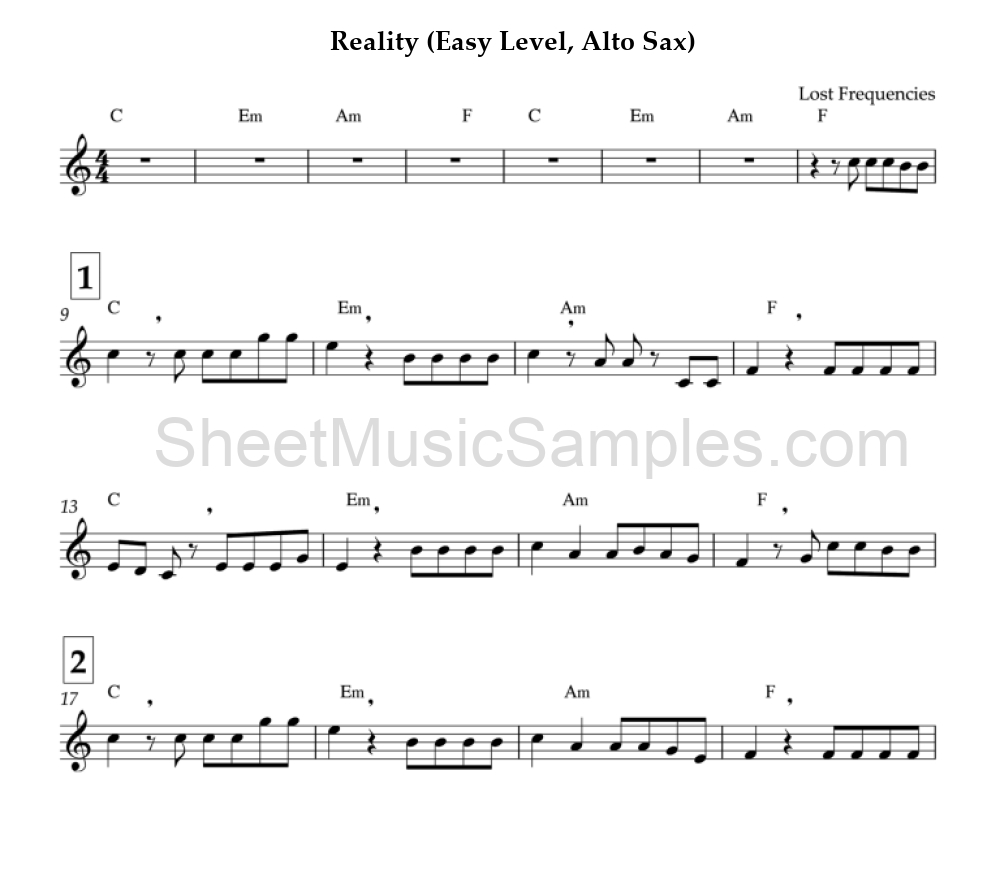 Reality (Easy Level, Alto Sax)