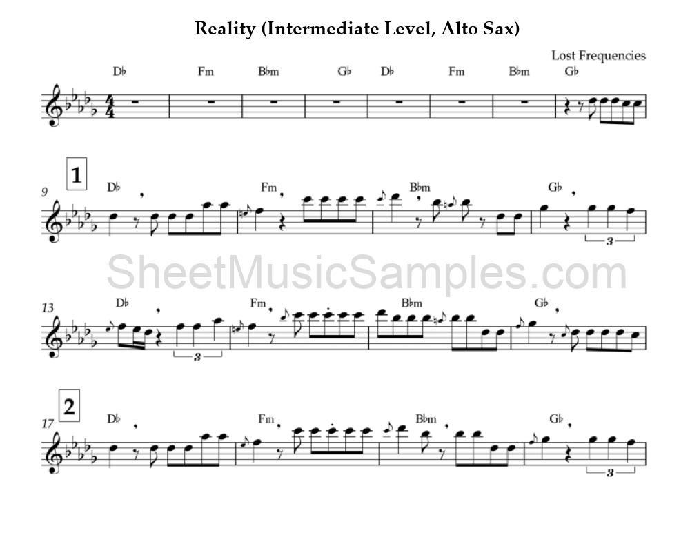 Reality (Intermediate Level, Alto Sax)