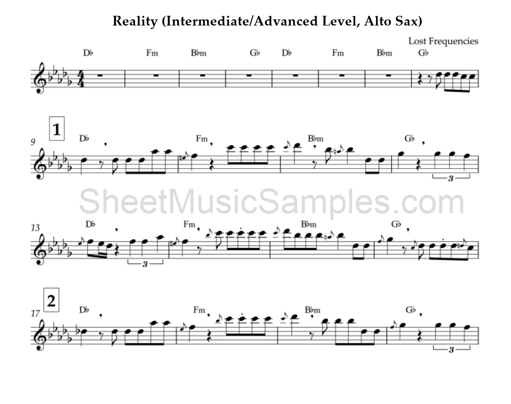 Reality (Intermediate/Advanced Level, Alto Sax)