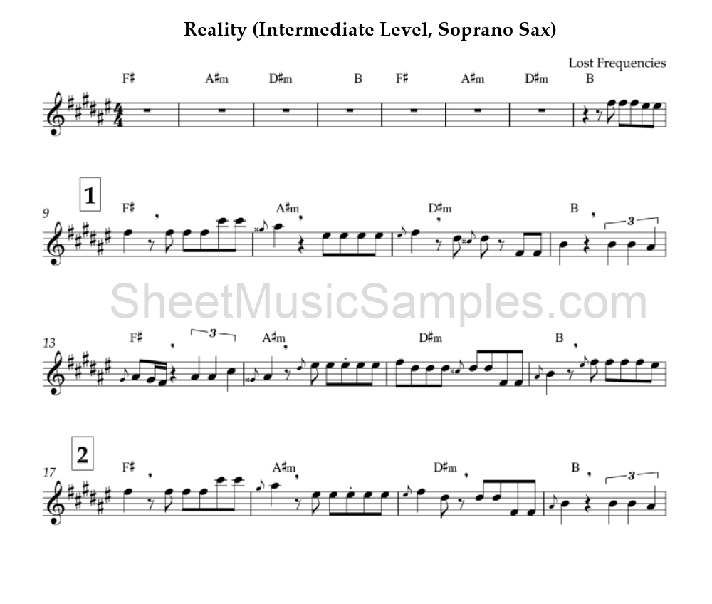 Reality (Intermediate Level, Soprano Sax)