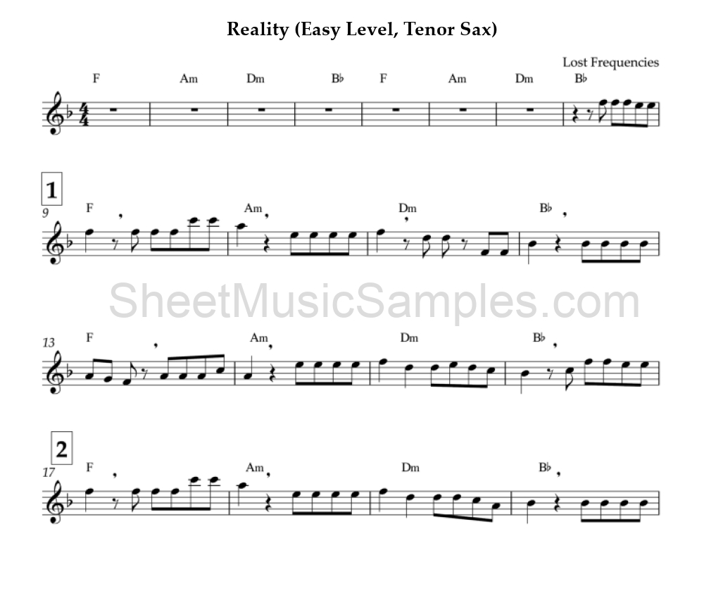 Reality (Easy Level, Tenor Sax)